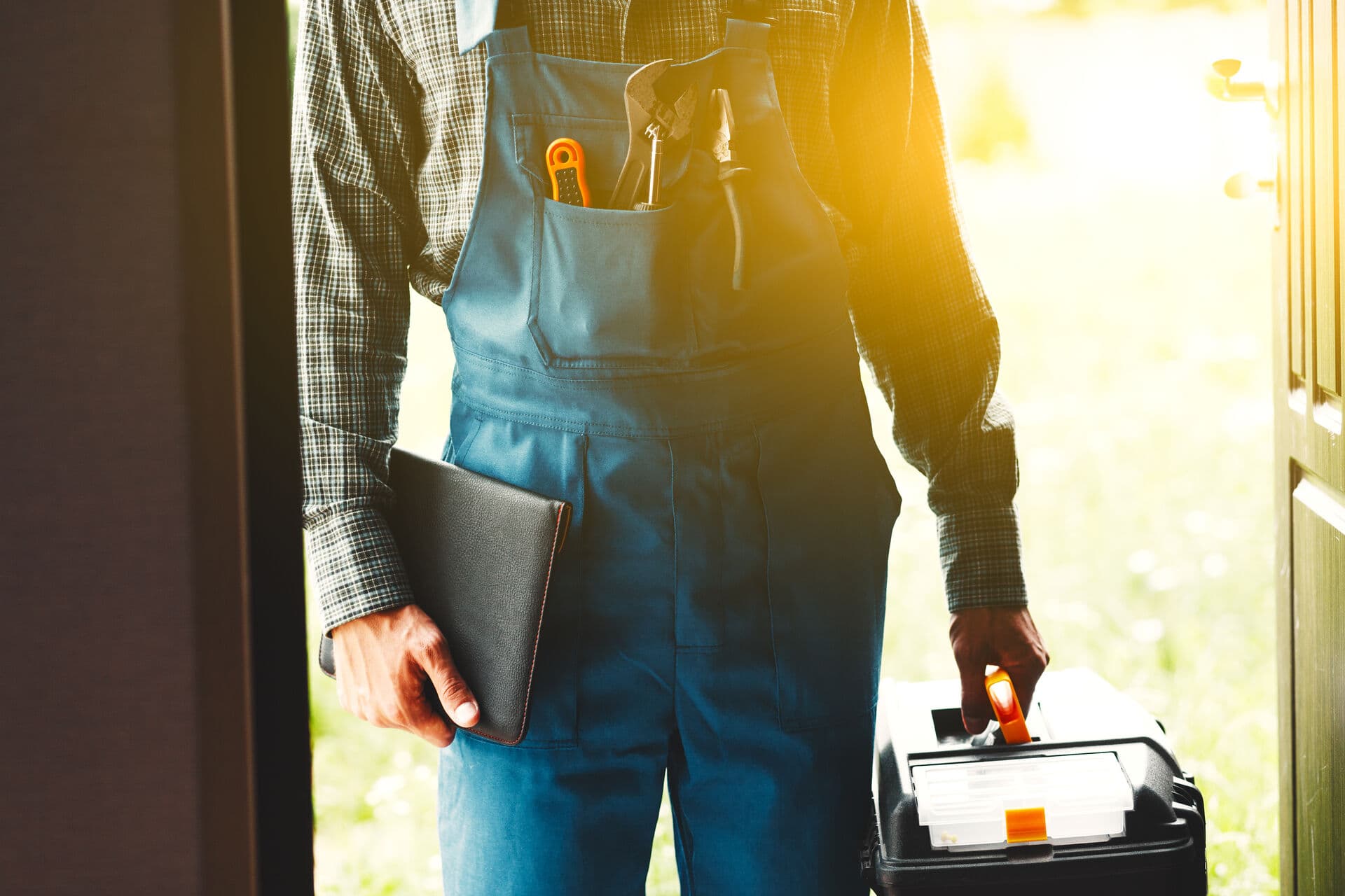 Technician arriving for water system service appointment